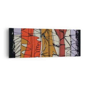 Bild auf Leinwand - Leinwandbild - Abstrakte Komposition in intensiven Farben - 140x50cm - Spontane Komposition - Moderne Wanddekoration für Wohnzimmer und Schlafzimmer ARTTOR