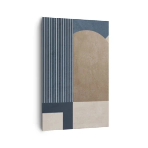 Bild auf Leinwand - Leinwandbild - Geometrische Figuren in Beige- und Marineblautönen mit Linien - 80x120cm - Komposition aus Einfachheit und Rundheit - Moderne Wanddekoration für Wohnzimmer und Schlafzimmer ARTTOR