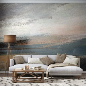 Fototapete Standard Eco - Eine malerische Abstraktion, die einer Landschaft in kühlen Farben ähnelt. - 100x70cm - Abstraktion: nördliche Landschaft - Moderne Wanddekoration für Wohnzimmer und Schlafzimmer ARTTOR