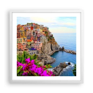 Poster in einem weißen Rahmen - Lachende Stadt - 50x50 cm