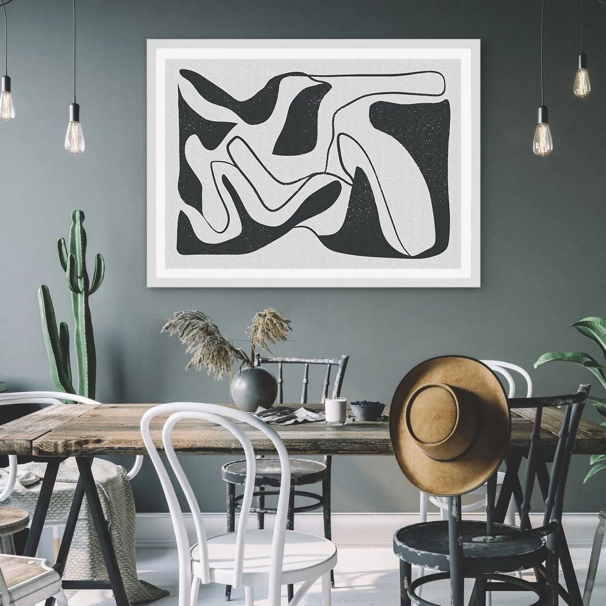 Poster in einem weißen Rahmen - Abstraktes Spiel im Labyrinth - 40x30 cm