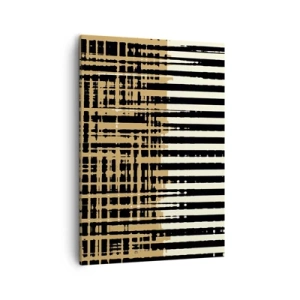Bild auf Leinwand - Leinwandbild - Abstrakte Linien in Schwarz, Beige und Weiß - 50x70cm - Architektonische Abstraktion - Moderne Wanddekoration für Wohnzimmer und Schlafzimmer ARTTOR