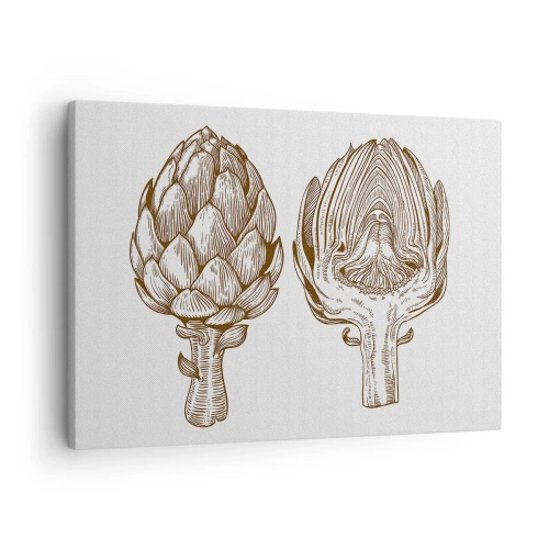 Bild auf Leinwand - Leinwandbild - Vintage Kunstzeichnung einer Artischocke - 70x50cm - Anatomie-Lektion - Moderne Wanddekoration für Wohnzimmer und Schlafzimmer ARTTOR