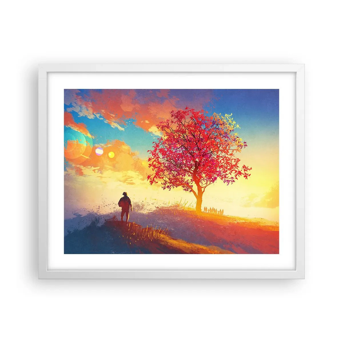 Poster in einem weißen Rahmen - Pilger am Ziel - 50x40 cm