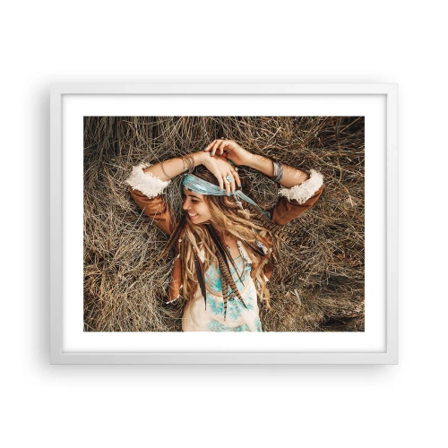 Poster in einem weißen Rahmen - Auf dem Weg in den Sommer der Liebe - 50x40 cm