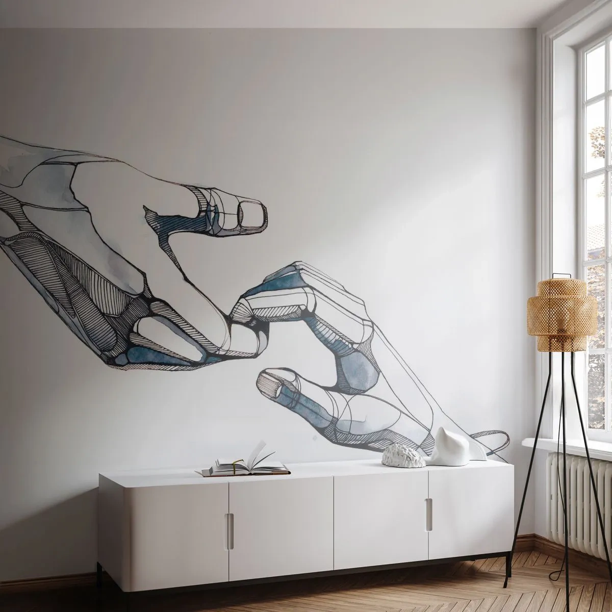 Fototapete Standard Eco - Eine gute Geste - Abstraktion, Hände, Grafik - 500x350 cm