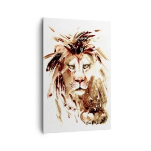 Bild auf Leinwand - Leinwandbild - Aquarellporträt eines Löwen mit intensiven Details - 80x120cm - Stärke und Würde - Moderne Wanddekoration für Wohnzimmer und Schlafzimmer ARTTOR