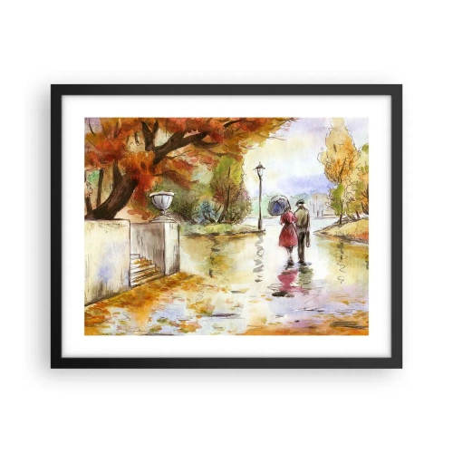 Poster in einem schwarzem Rahmen - Romantischer Herbst im Park - 50x40 cm