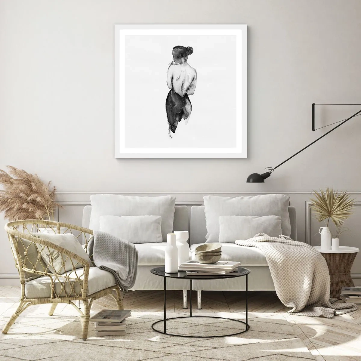 Poster in einem weißen Rahmen - Bei ihr verschwindet die Welt - 60x60 cm