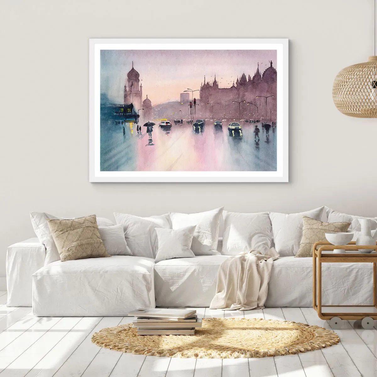 Poster in einem weißen Rahmen - Im regnerischen Dunst - 40x30 cm