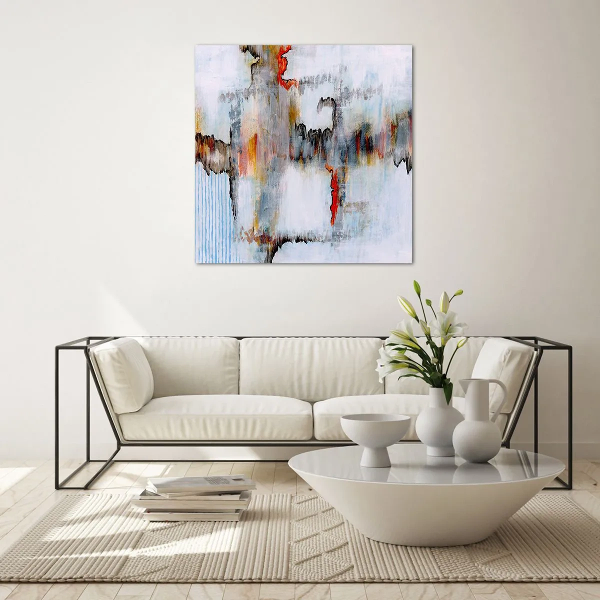 Glasbild - Bild auf glas - Ein Stock auf dem Wasser - 70x70 cm