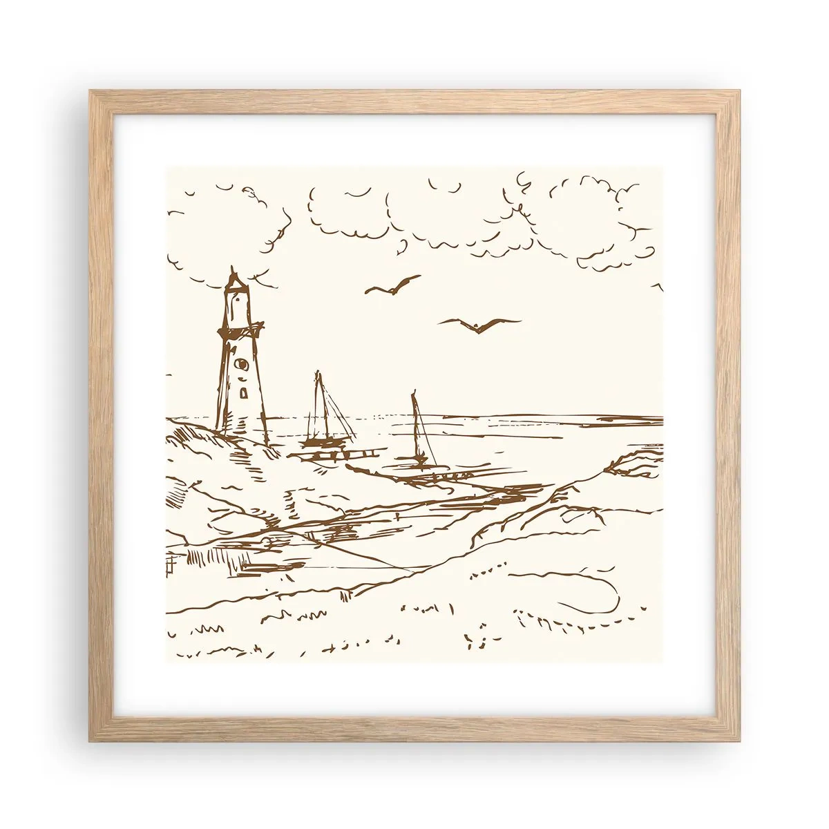 Poster in einem Rahmen aus heller Eiche - Ein Überblick über die Erinnerungen an den Sommer - 40x40 cm