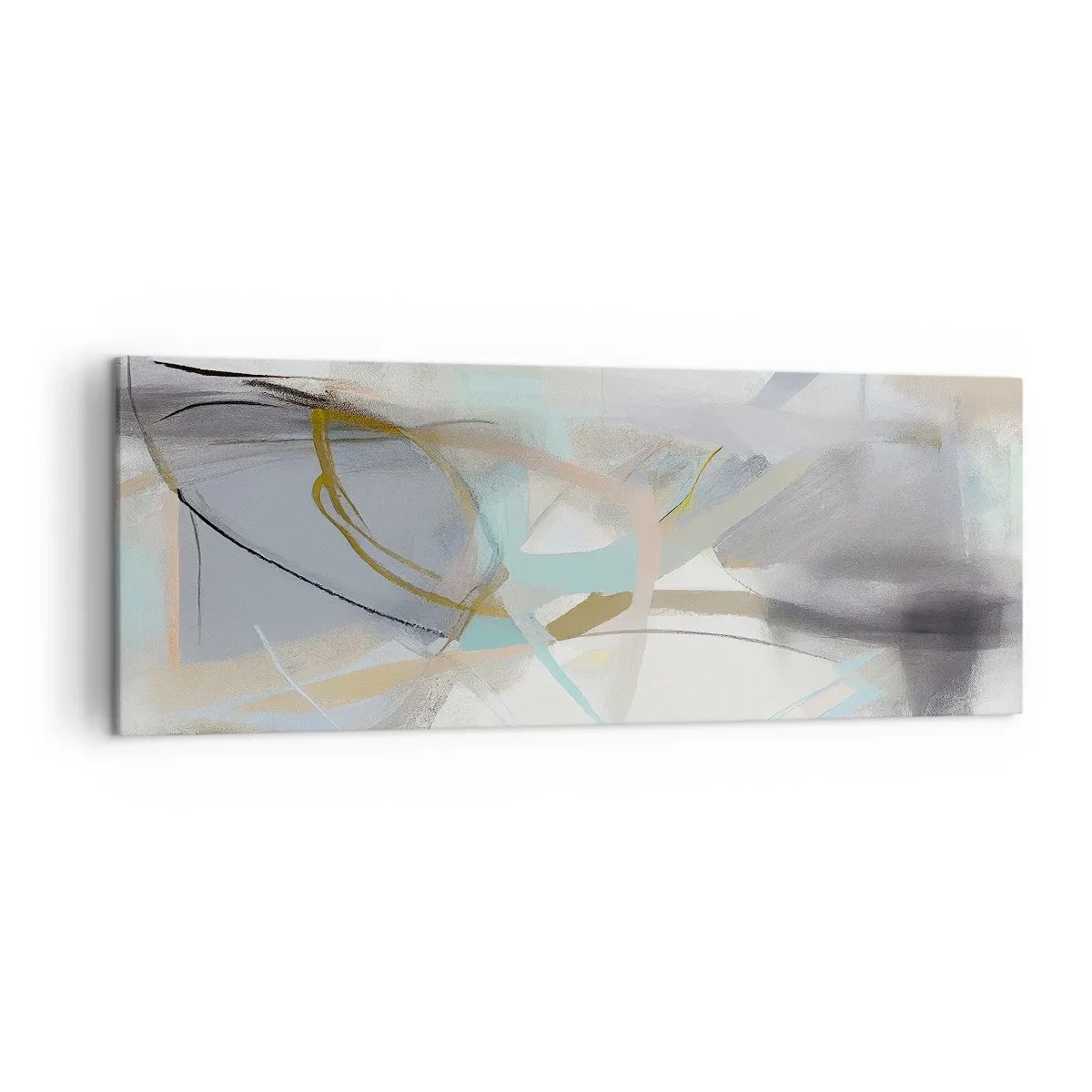 Bild auf Leinwand - Leinwandbild - Pastellabstraktion mit zarten Linien - 140x50cm - Neblige Abstraktion - Moderne Wanddekoration für Wohnzimmer und Schlafzimmer ARTTOR