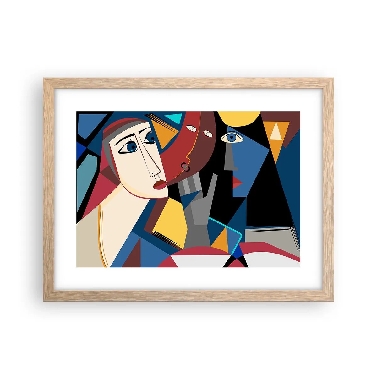 Poster in einem Rahmen aus heller Eiche - Gespräch zwischen Kubisten - 40x30 cm