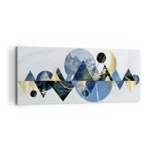 Bild auf Leinwand - Leinwandbild - Abstrakte geometrische Muster mit Bergmotiven - 120x50cm - Geometrische Landschaft - Moderne Wanddekoration für Wohnzimmer und Schlafzimmer ARTTOR