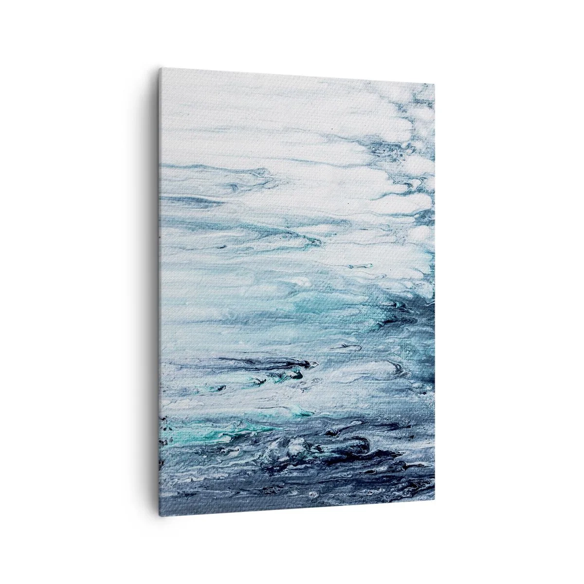 Bild auf Leinwand - Leinwandbild - Abstrakte blaue und weiße Streifen ähneln Eiszapfen - 70x100cm - Blaue Eiszapfen - Moderne Wanddekoration für Wohnzimmer und Schlafzimmer ARTTOR