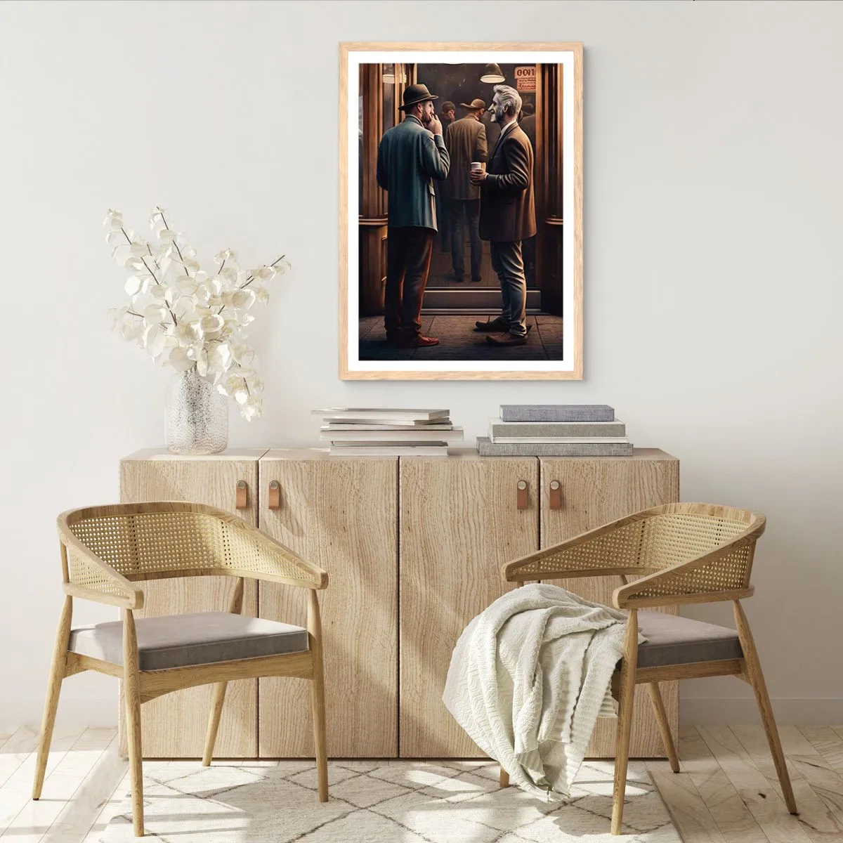 Poster in einem Rahmen aus heller Eiche - Gute Zeit des Tages - 40x50 cm