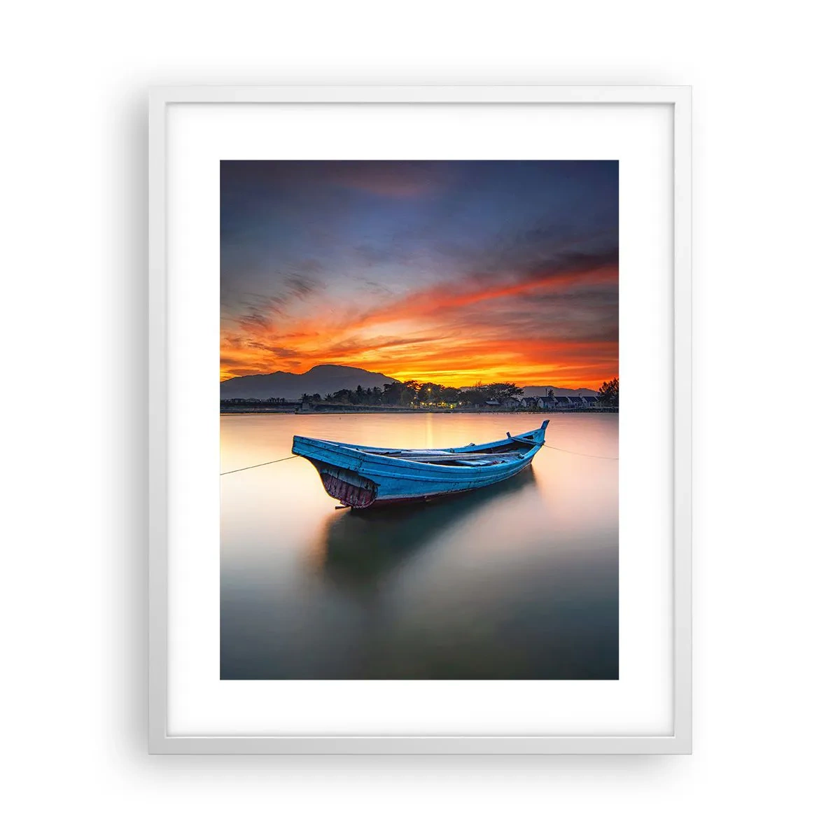 Poster in einem weißen Rahmen - Eine gute Nacht kommt - 40x50 cm