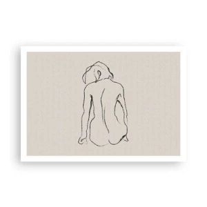 Poster - Eine subtile Skizze der Silhouette eines Mädchens von hinten - 100x70cm - Mädchenakt - Moderne Wanddekoration für Wohnzimmer und Schlafzimmer ARTTOR