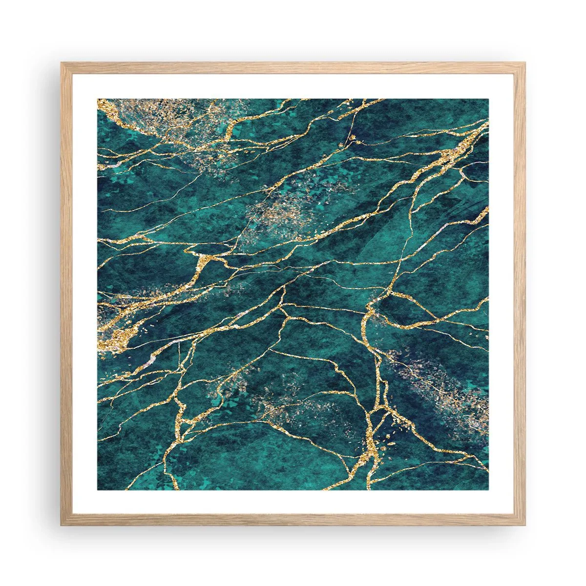 Poster in einem Rahmen aus heller Eiche - Goldmine - 60x60 cm