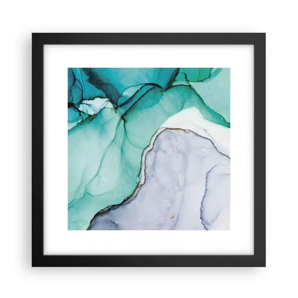 Poster in einem schwarzem Rahmen - Eine Studie in Türkis - 30x30 cm