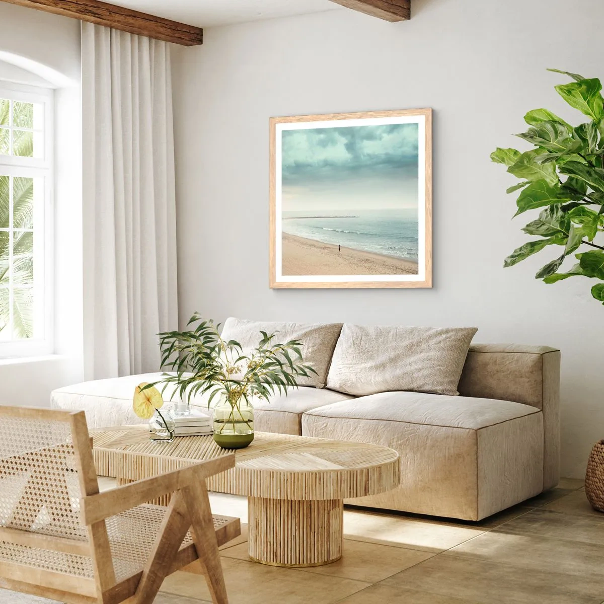 Poster in einem Rahmen aus heller Eiche - Auf der Suche nach Frieden - 40x40 cm