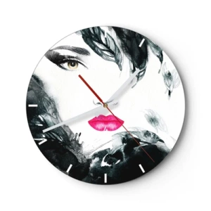 Wanduhr - Glasuhr - Beachtung! Femme fatale - 40x40 cm