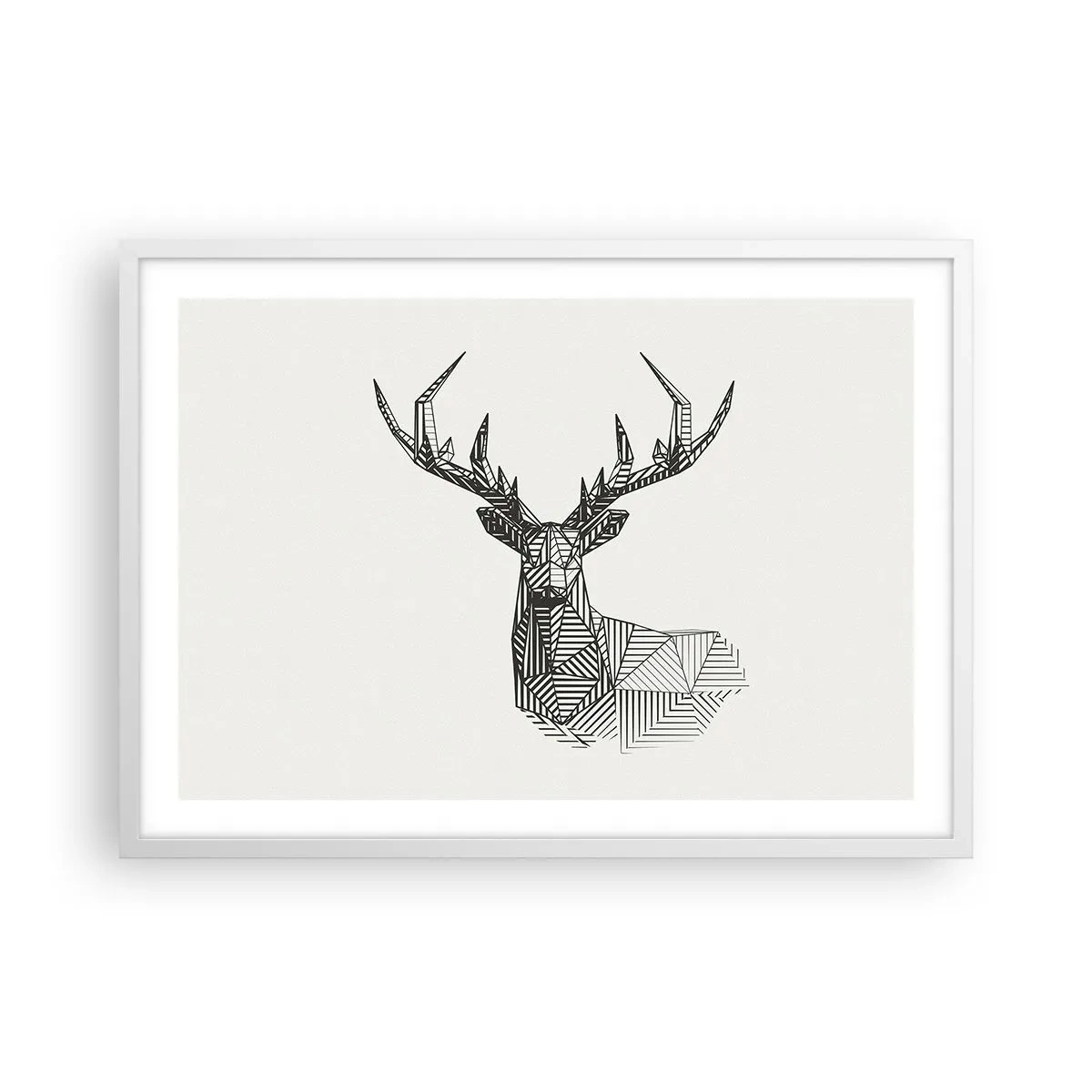Poster in einem weißen Rahmen - Ein Hirsch im kubistischen Stil - 70x50 cm