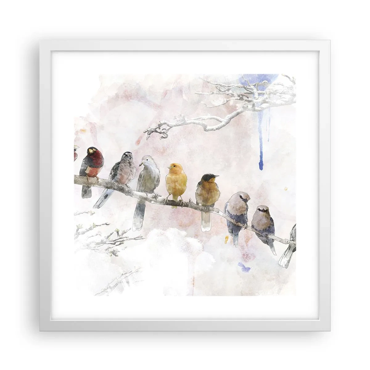 Poster in einem weißen Rahmen - Geflügeltes Treffen - 40x40 cm