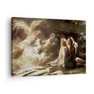 Bild auf Leinwand - Leinwandbild - Zwei Frauen in einer magischen Umgebung mit ätherischen Lichteffekten. - 70x50cm - Und es gab Poesie - Moderne Wanddekoration für Wohnzimmer und Schlafzimmer ARTTOR