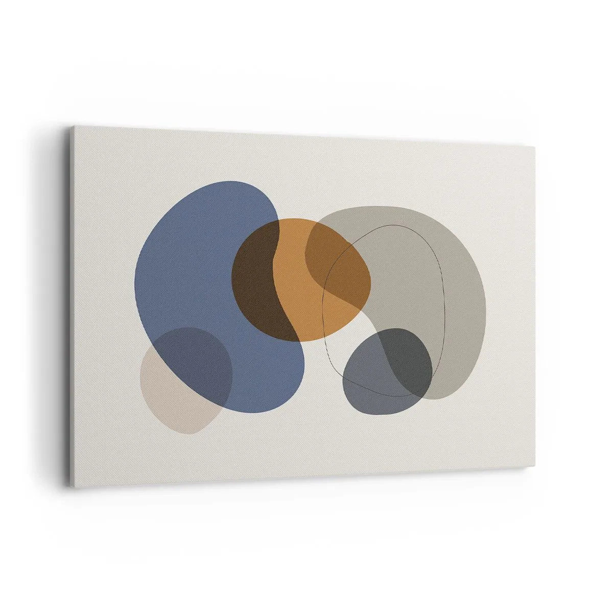 Bild auf Leinwand - Leinwandbild - Abstrakte bunte Formen in Blau- und Brauntönen - 100x70cm - Farbtropfen - Moderne Wanddekoration für Wohnzimmer und Schlafzimmer ARTTOR