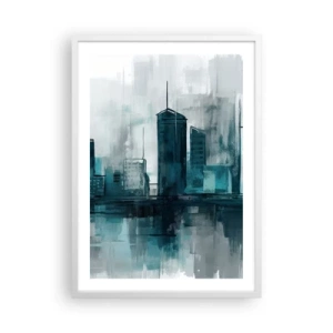 Poster in einem weißen Rahmen - Eine Stadt in der Farbe des Regens - 50x70 cm