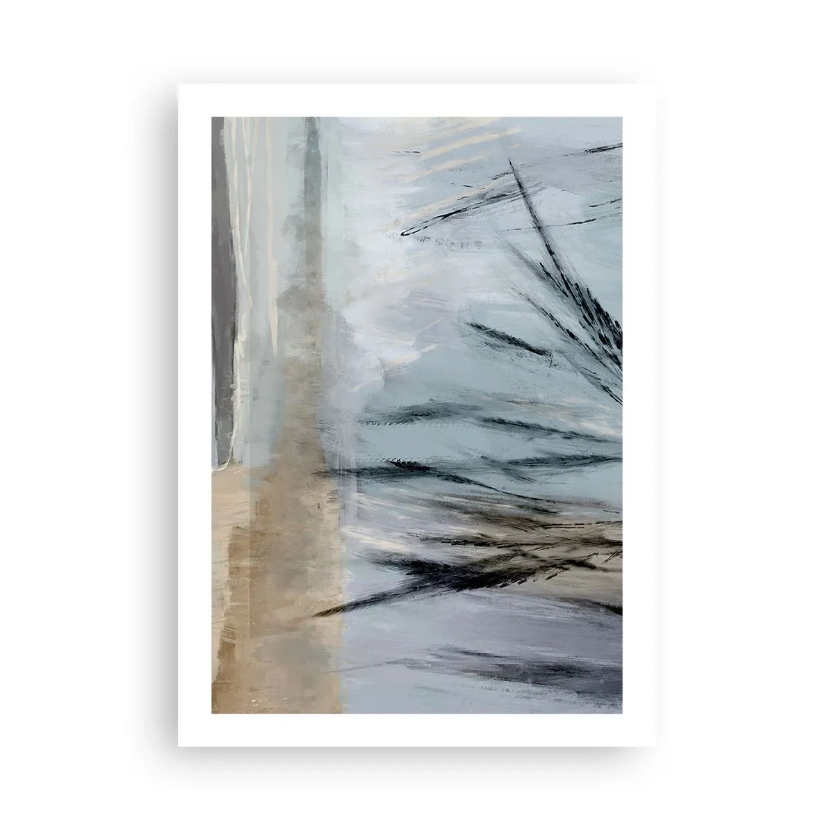 Poster - Eine zarte, von der Natur inspirierte Abstraktion in gedämpften Farben. - 50x70cm - Winterfelder - Moderne Wanddekoration für Wohnzimmer und Schlafzimmer ARTTOR