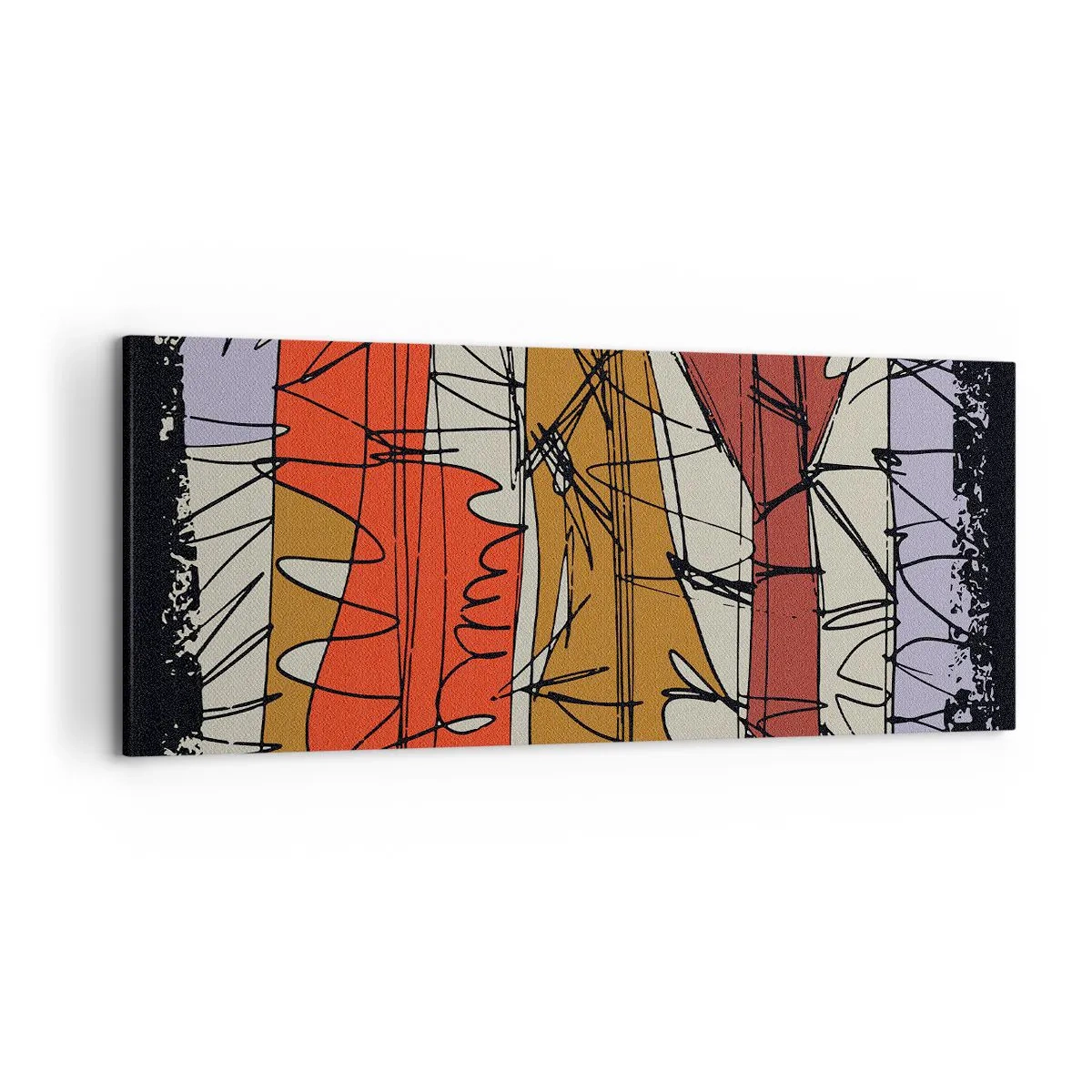 Bild auf Leinwand - Leinwandbild - Abstrakte Komposition in intensiven Farben - 120x50cm - Spontane Komposition - Moderne Wanddekoration für Wohnzimmer und Schlafzimmer ARTTOR