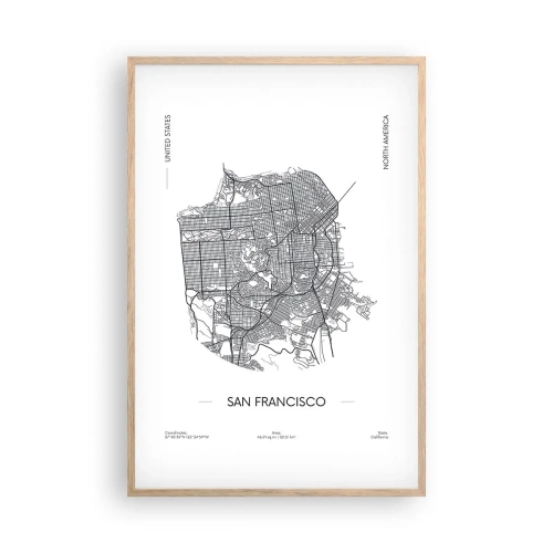 Poster in einem Rahmen aus heller Eiche - Anatomie von San Francisco - 61x91 cm