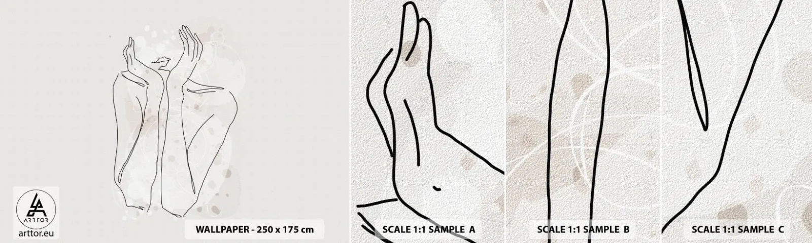 Fototapetenmuster Standard Eco - Ein träumerischer Moment - Grafik, Frau, Stück - 100x30 cm