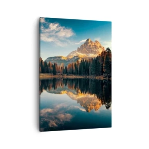 Bild auf Leinwand - Leinwandbild - Berglandschaft mit See und Wald - 50x70cm - Doppelte Landschaft - Moderne Wanddekoration für Wohnzimmer und Schlafzimmer ARTTOR