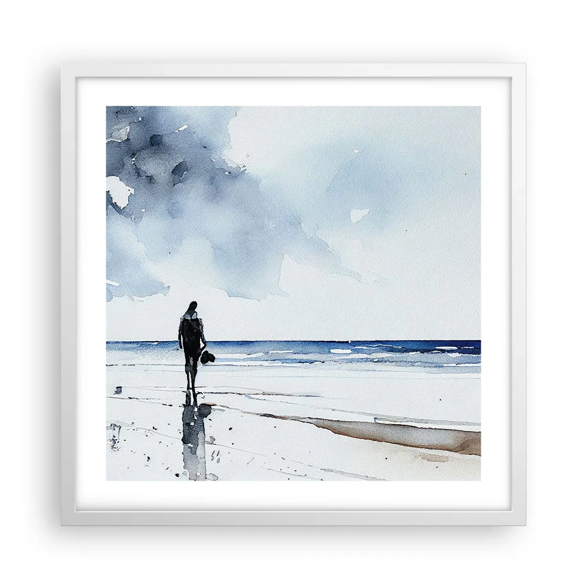Poster in einem weißen Rahmen - Gespräch mit dem Meer - 50x50 cm