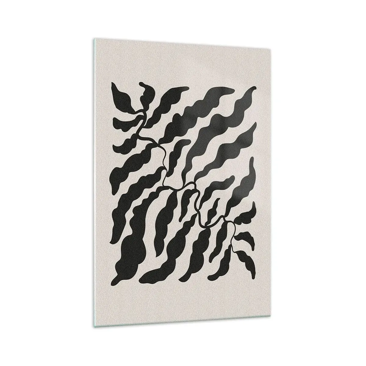 Glasbild - Bild auf glas - Zweige mit Blättern in Schwarz auf hellem Hintergrund - 70x100cm - Natur des Quadrats - Moderne Wanddekoration für Wohnzimmer und Schlafzimmer ARTTOR