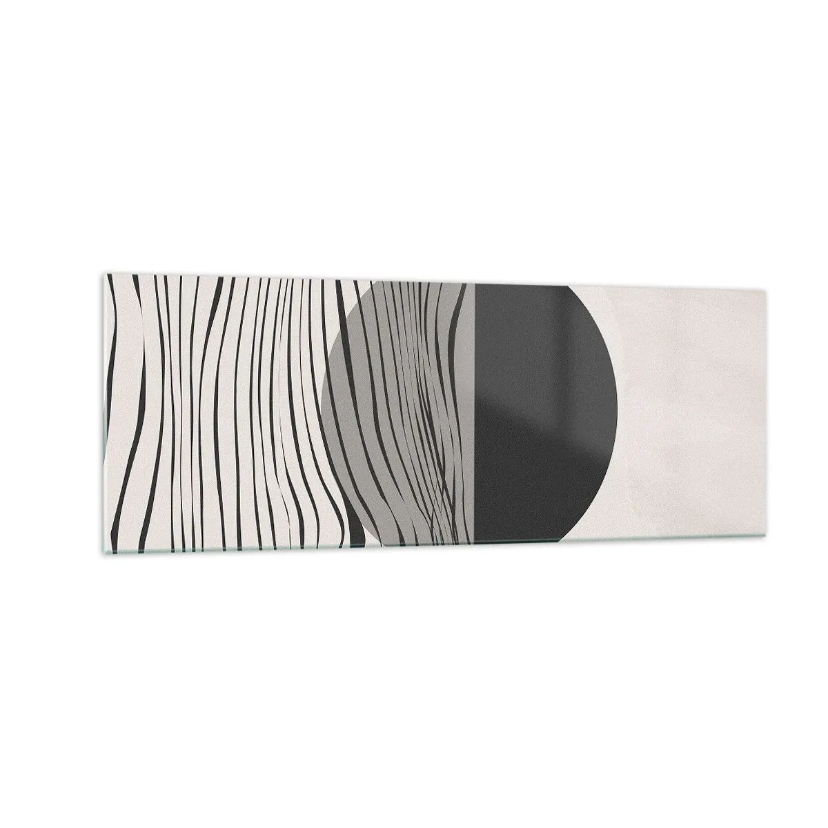 Glasbild - Bild auf glas - Abstrakte Linien und geometrische Formen in gedeckten Farben - 140x50cm - Halbe Komposition - Moderne Wanddekoration für Wohnzimmer und Schlafzimmer ARTTOR