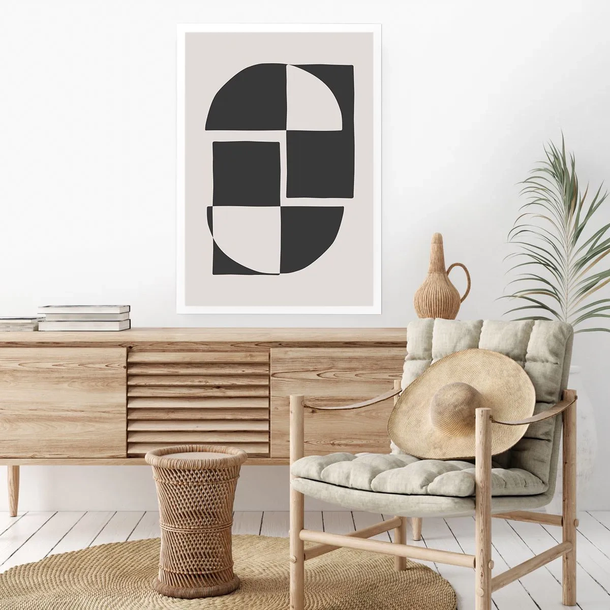 Poster - Geometrische Komposition in Schwarzweiß - 50x70cm - Antithese - Synthese - Moderne Wanddekoration für Wohnzimmer und Schlafzimmer ARTTOR