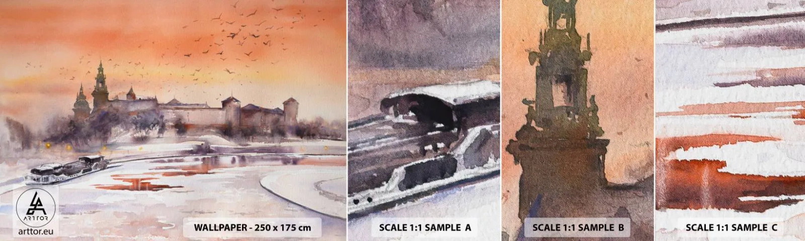 Fototapetenmuster Standard Eco - Königlicher Sonnenuntergang - Landschaft, Landschaft, Klassisch - 100x30 cm