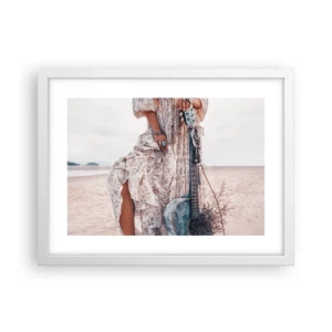 Poster in einem weißen Rahmen - Kinderblumen auf dem Weg - 40x30 cm