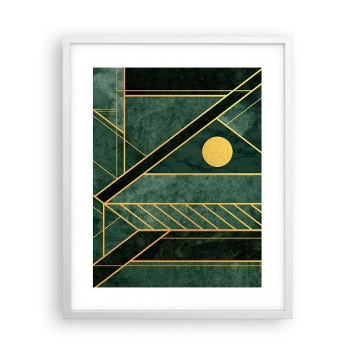 Poster in einem weißen Rahmen - Dynamik von Gold und Azurblau - 40x50 cm