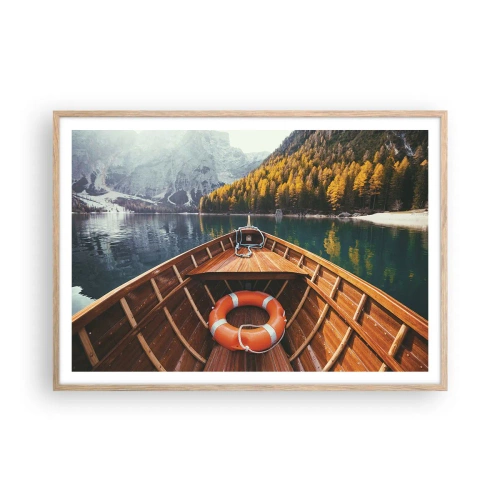 Poster in einem Rahmen aus heller Eiche - Bergreise - 100x70 cm