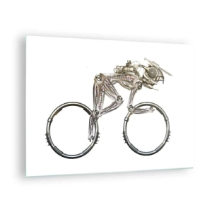 Glasbild - Bild auf glas - Industriefahrrad aus Metall - 70x50cm - Eine tolle Maschine - Moderne Wanddekoration für Wohnzimmer und Schlafzimmer ARTTOR