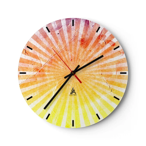 Wanduhr - Glasuhr - Ein strahlendes Muster in den Farben des Sonnenaufgangs und Sonnenuntergangs - 30x30cm - Sonnenaufgänge und Sonnenuntergänge - Moderne Wanddekoration für Wohnzimmer, Küche und Schlafzimmer ARTTOR