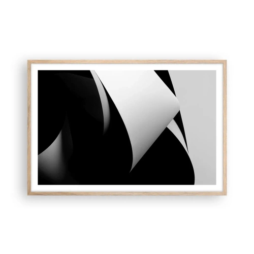 Poster in einem Rahmen aus heller Eiche - Lichtflächen aus der Schattentiefe - 91x61 cm