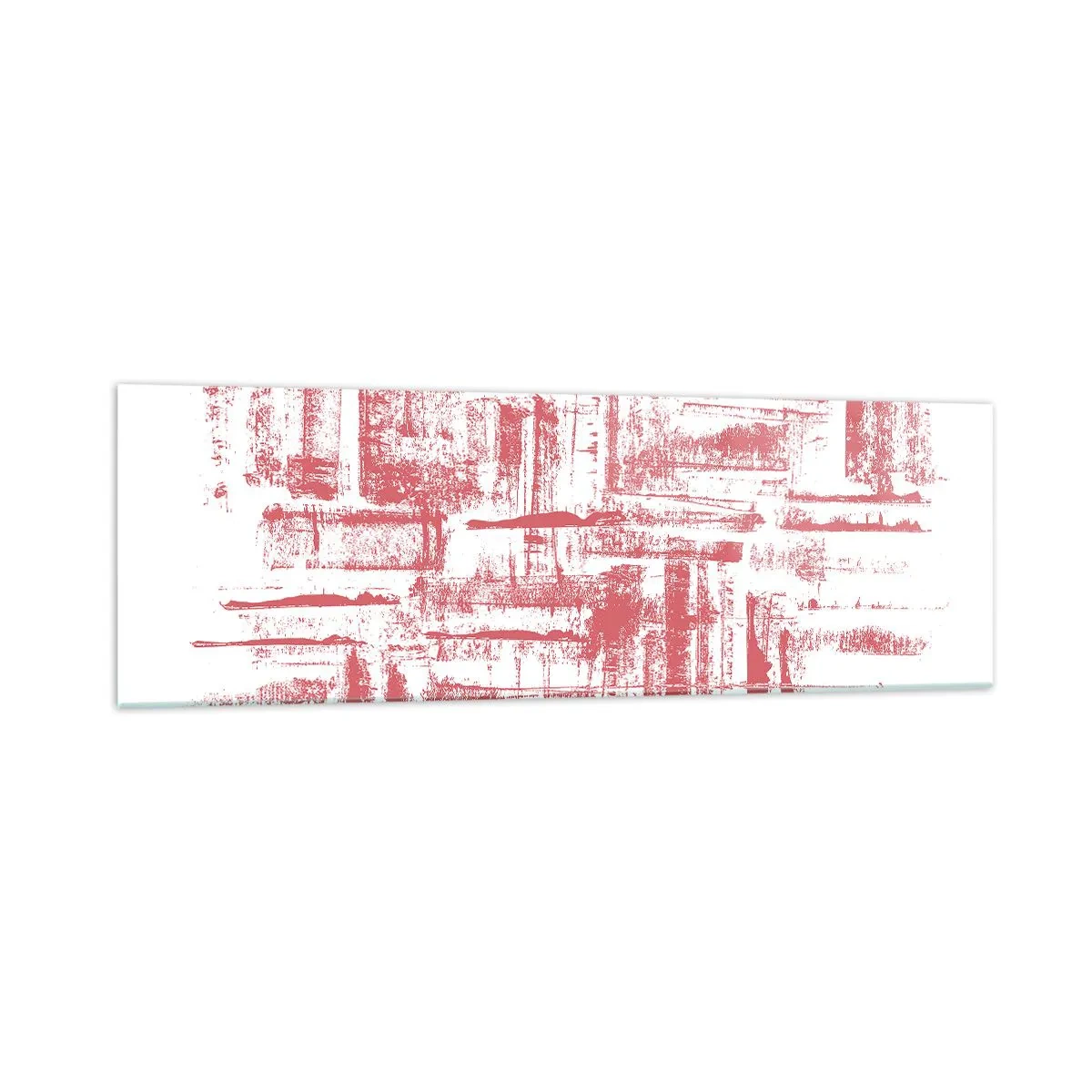 Glasbild - Bild auf glas - Abstrakte rosa Texturen auf weißem Hintergrund - 160x50cm - Die rote Stadt - Moderne Wanddekoration für Wohnzimmer und Schlafzimmer ARTTOR