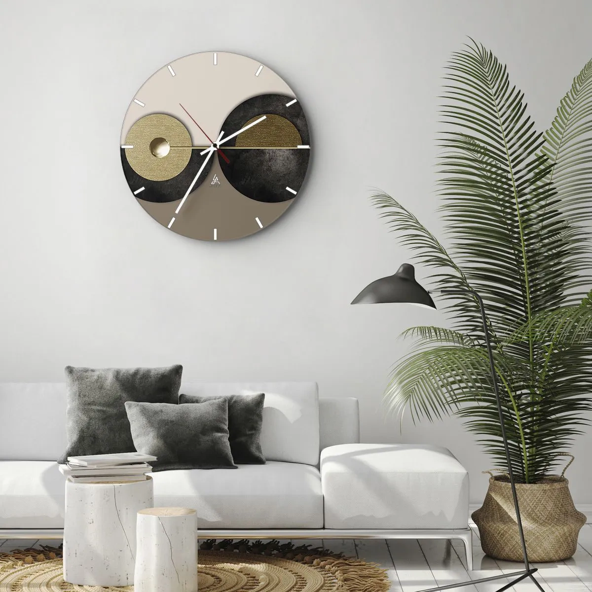 Wanduhr - Glasuhr - Eine moderne Komposition mit geometrischen Kreisen - 30x30cm - Variationen rund um den Kreis - Moderne Wanddekoration für Wohnzimmer, Küche und Schlafzimmer ARTTOR